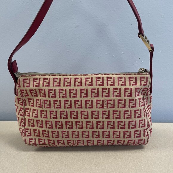 Fendi Handbags - Fendi Vintage Zucchino Baguette Shoulder Bag - Red - Preowned